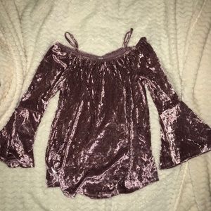 Pink velvet off shoulder top